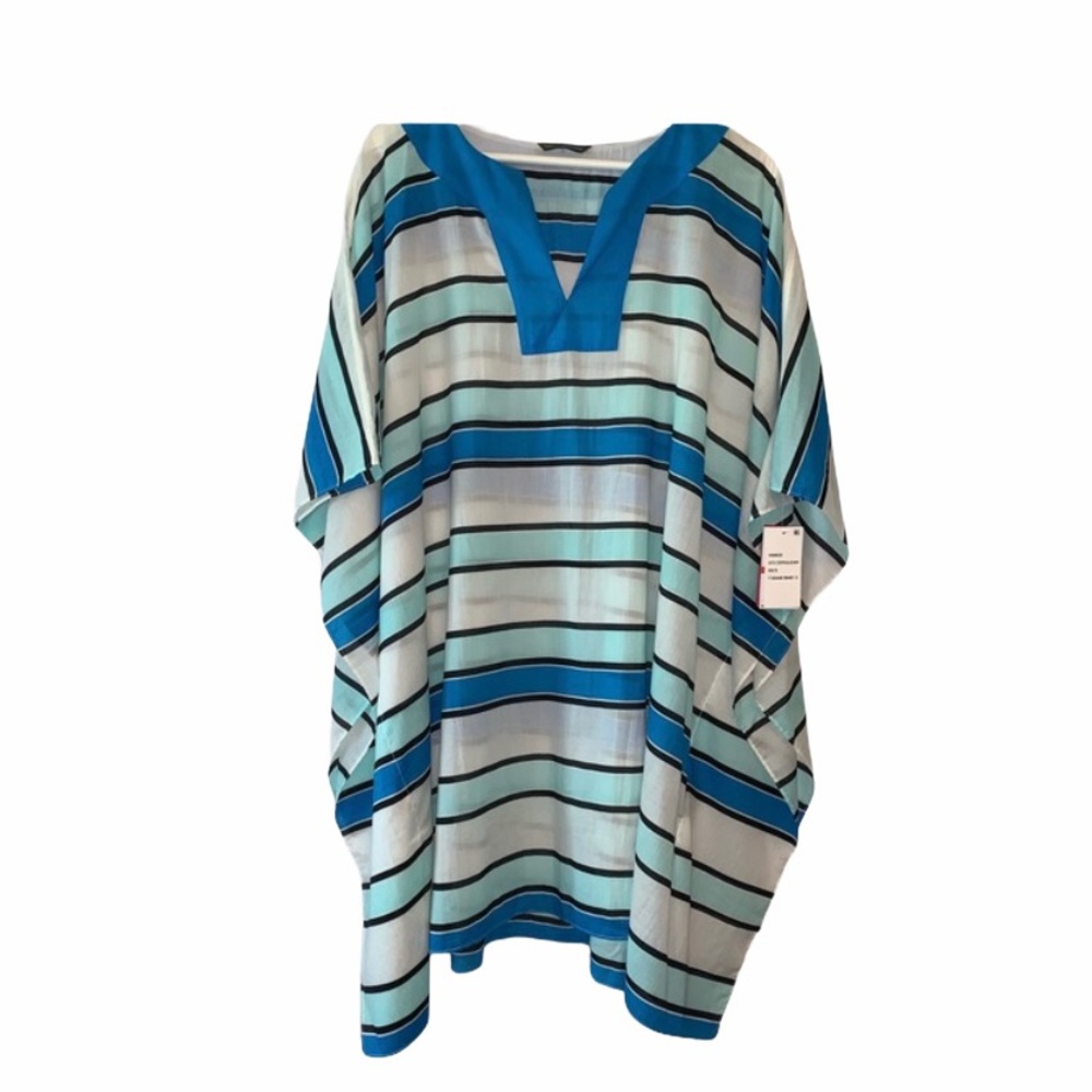 Vince Camuto swim coverup cotton tunic caftan XS striped beach house dress pool